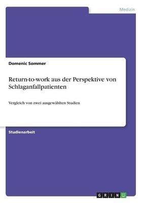 Return-to-work aus der Perspektive von Schlaganfallpatienten - Domenic Sommer