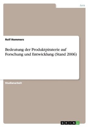 Bedeutung der Produktpiraterie auf Forschung und Entwicklung (Stand 2006) - Rolf Hommers