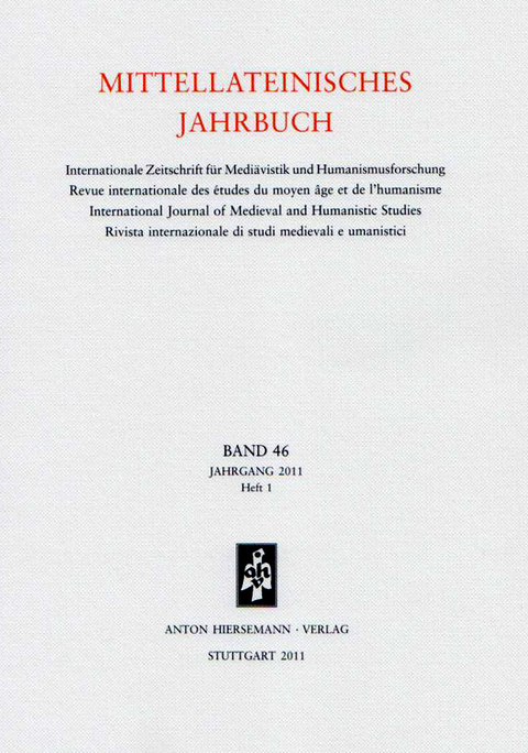 Mittellateinisches Jahrbuch. Internationale Zeitschrift für Mediävistik und Humanismusforschung