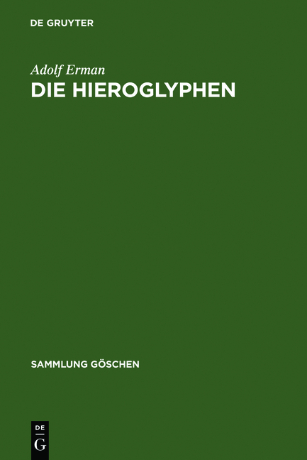 Die Hieroglyphen - Adolf Erman