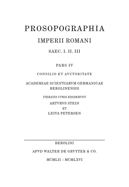 Prosopographia Imperii Romani Saec I, II, III / [G - I] - 