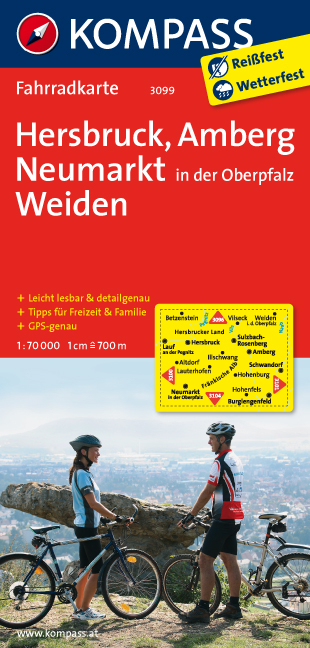 KOMPASS Fahrradkarte Hersbruck - Amberg - Neumarkt/Oberpfalz - Weiden - 