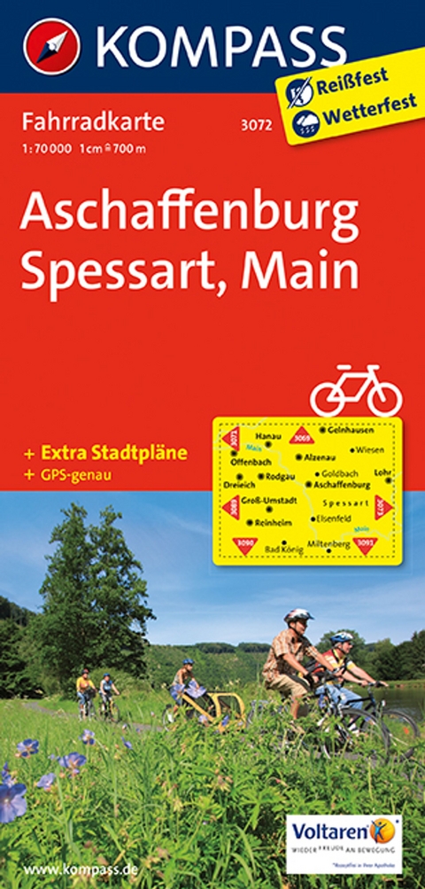 KOMPASS Fahrradkarte 3072 Aschaffenburg - Spessart - Main, 1:70000 - 