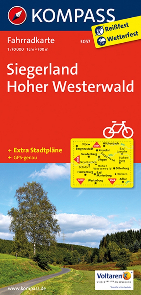 KOMPASS Fahrradkarte 3057 Siegerland, Hoher Westerwald 1:70.000