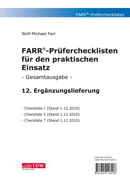 FARR Prüferchecklisten für den praktischen Einsatz - Wolf-Michael Farr