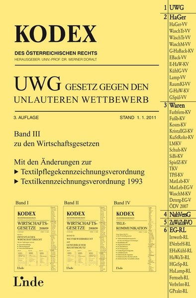 Kodex UWG Gesetz gegen den unlauteren Wettbewerb - Georg Konetzky