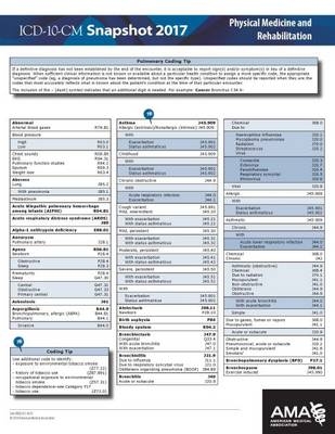 ICD-10-CM Snapshot 2017: Physical Medicine/Rehabilitation -  American Medical Association