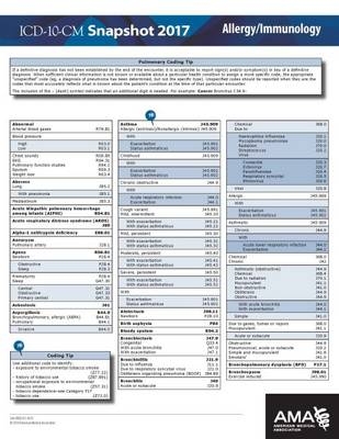 ICD-10-CM Snapshot 2017: Allergy/Imunology -  American Medical Association