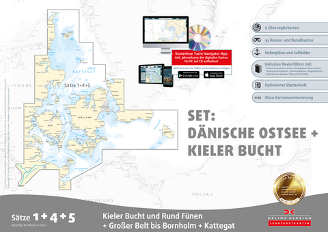 Sportbootkarten Satz 1, 4 und 5 – Set: Dänische Ostsee und Kieler Bucht (Ausgabe 2017)