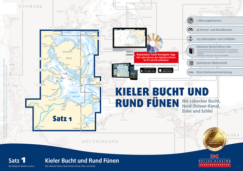 Sportbootkarten Satz 1: Kieler Bucht und Rund Fünen (Ausgabe 2017)