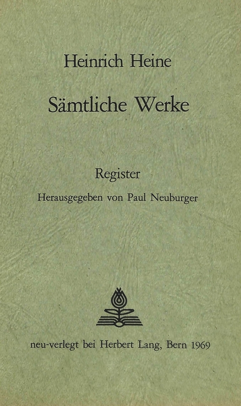 Heinrich Heines sämtliche Werke- Registerband - Heinrich Heine