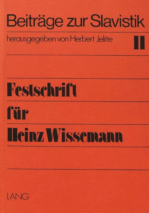 Festschrift für Heinz Wissemann - Herbert Jelitte, Rolf-Dieter Kluge