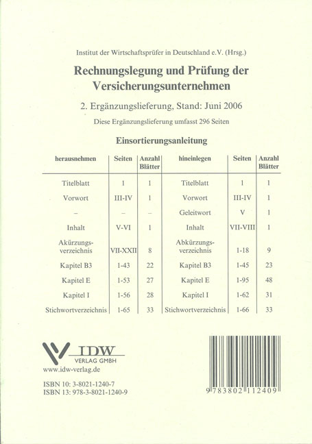 Rechnungslegung und Prüfung der Versicherungsunternehmen