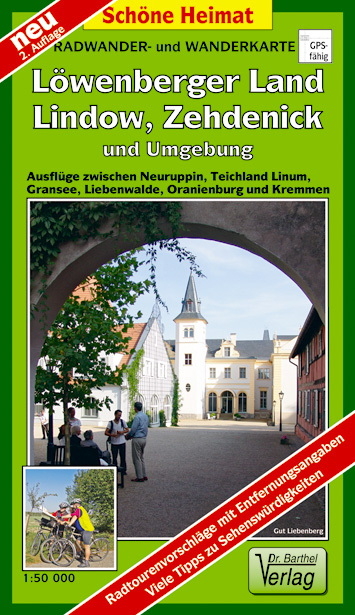 Radwander- und Wanderkarte Löwenberger Land, Lindow, Zehdenick und Umgebung