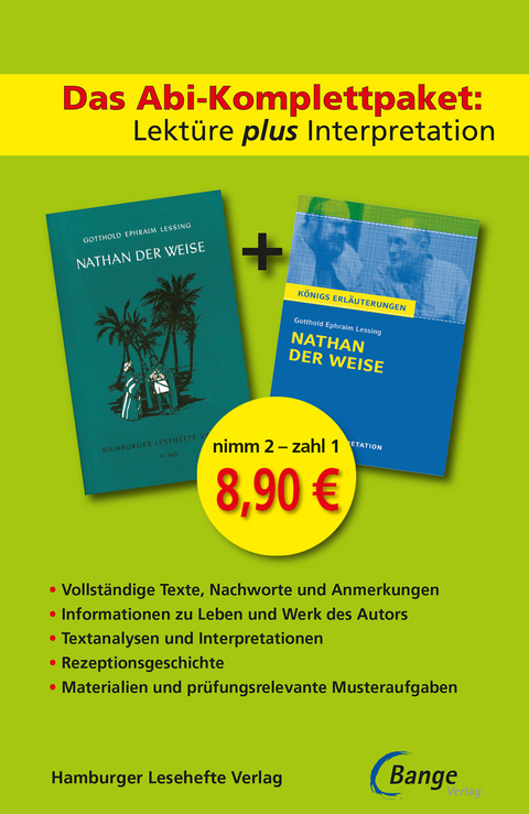 Nathan der Weise - Lektüre plus Interpretation: Königs Erläuterung + kostenlosem Hamburger Leseheft von Gotthold Ephraim Lessing. - Gotthold Ephraim Lessing