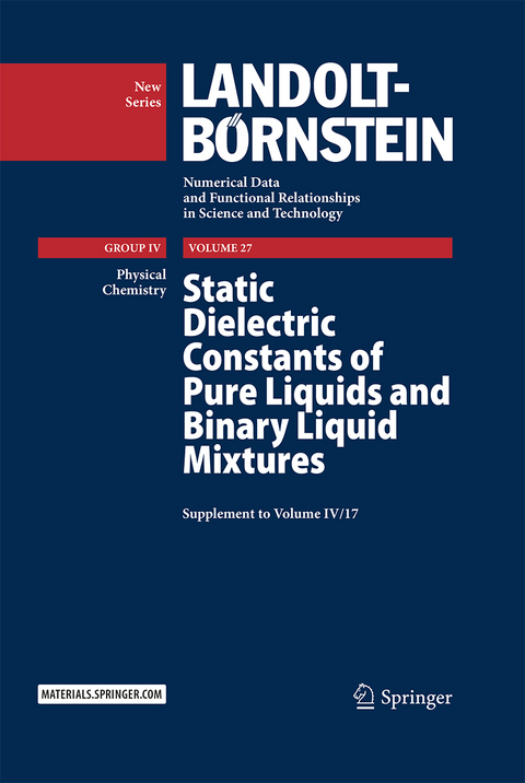 Static Dielectric Constants of Pure Liquids and Binary Liquid Mixtures - Ch. Wohlfarth