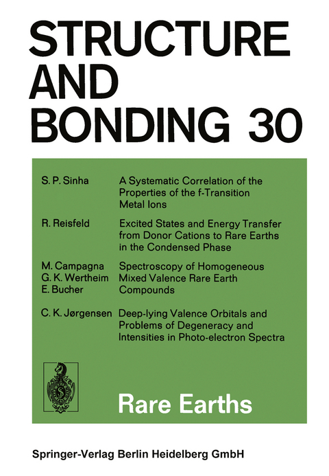 Structure and Bonding - Jack D. Dunitz, Peter Hemmerich, James A. Ibers, C. Klixbüll Jørgensen, Joe B. Neilands, Dirk Reinen, Robert Joseph P. Williams