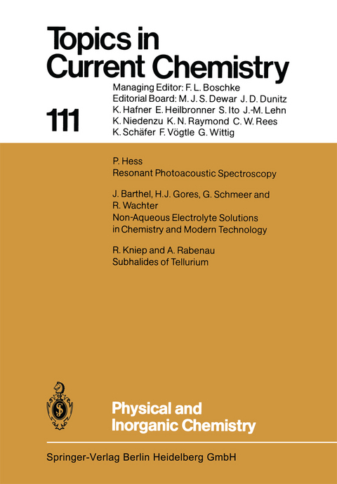 Physical and Inorganic Chemistry - J. Barthel, H. J. Gores, P. Hess, R. Kniep, A. Rabenau, G. Schmeer, R. Wachter