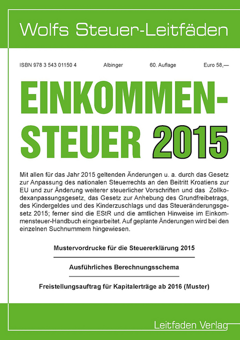 Einkommensteuer für 2015 - Bert Albinger