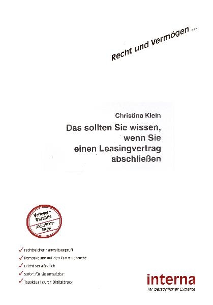 Das sollten Sie wissen, wenn Sie einen Leasingvertrag abschliessen - Christina Klein