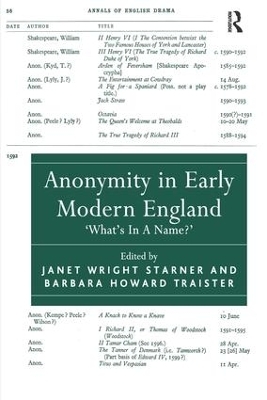 Anonymity in Early Modern England - Barbara Howard Traister