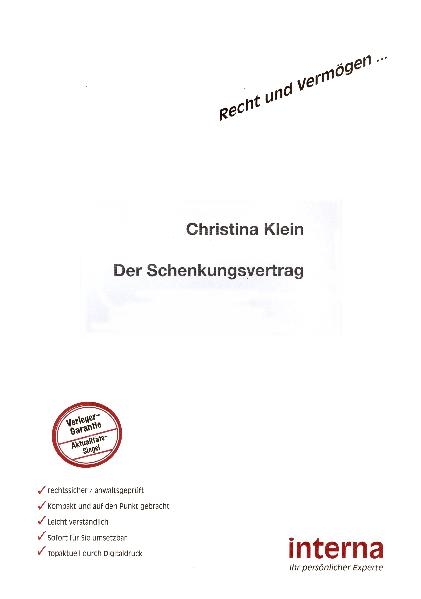 Der Schenkungsvertrag - Christina Klein