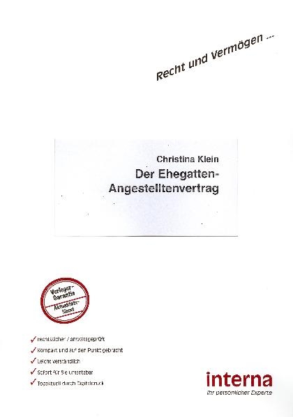 Der Ehegatten-Angestelltenvertrag - Christina Klein