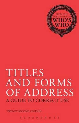 Titles and Forms of Address -  Bloomsbury Publishing