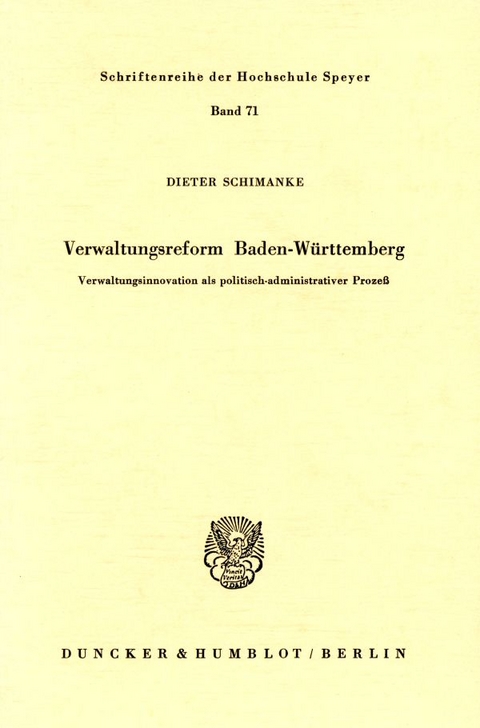 Verwaltungsreform Baden-Württemberg. - Dieter Schimanke