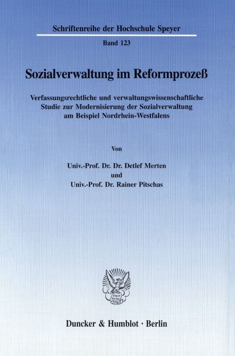 Sozialverwaltung im Reformprozeß. - Detlef Merten, Rainer Pitschas