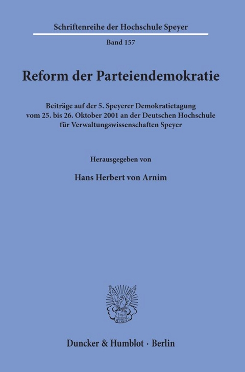 Reform der Parteiendemokratie. - 