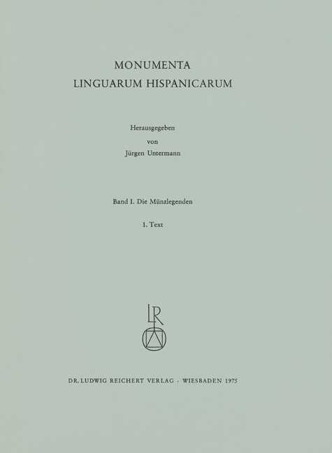 Die Münzlegenden - Jürgen Untermann