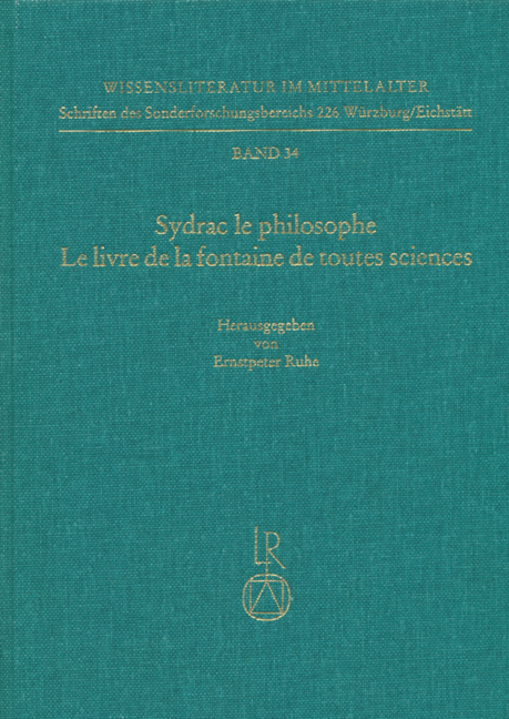 Sydrac le philosophe. Le livre de la fontaine de toutes sciences - 