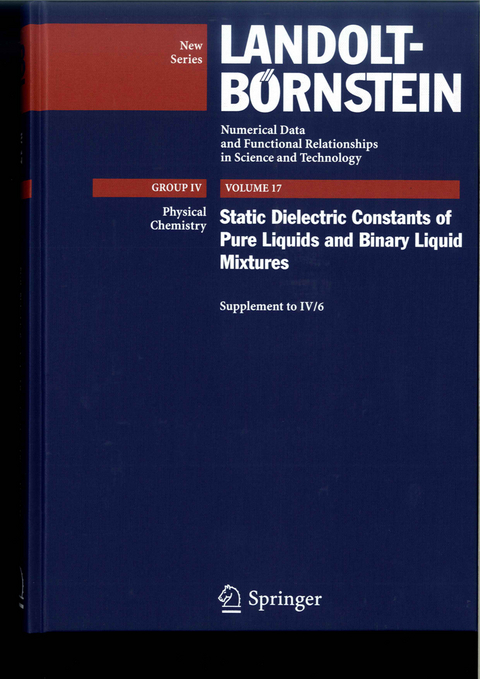 Static Dielectric Constants of Pure Liquids and Binary Liquid Mixtures - Christian Wohlfarth