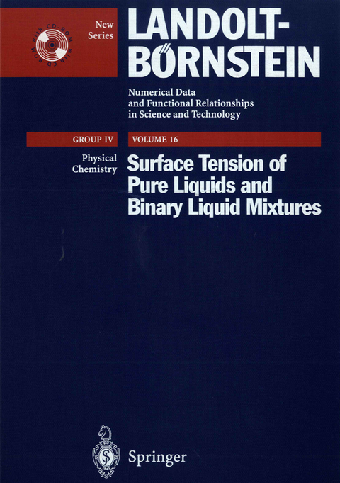 Surface Tension of Pure Liquids and Binary Liquid Mixtures - Christian Wohlfarth, B. Wohlfarth