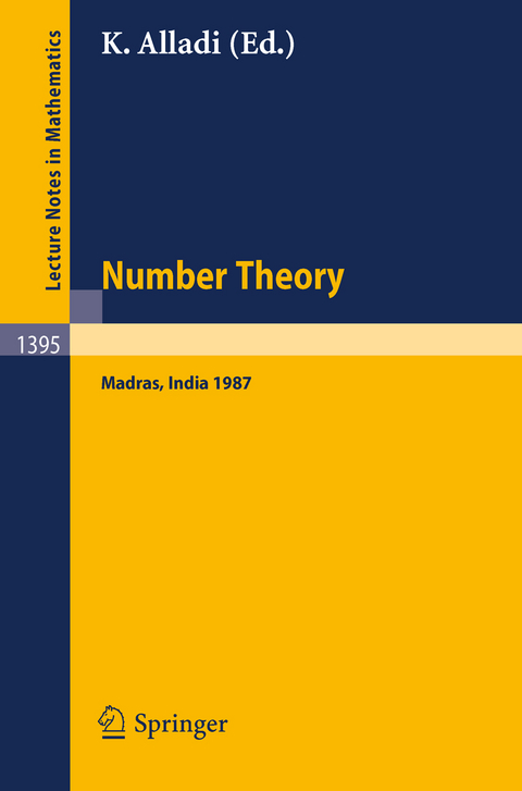 Number Theory, Madras 1987 - 