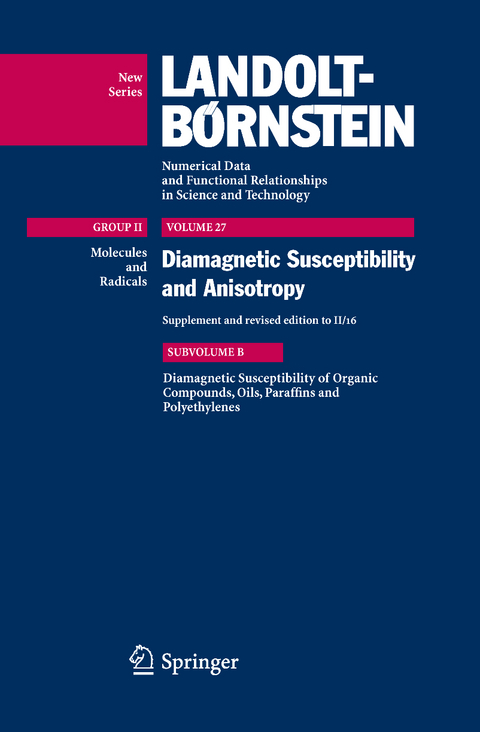 Diamagnetic Susceptibility of Organic Compounds, Oils, Paraffins and Polyethylenes