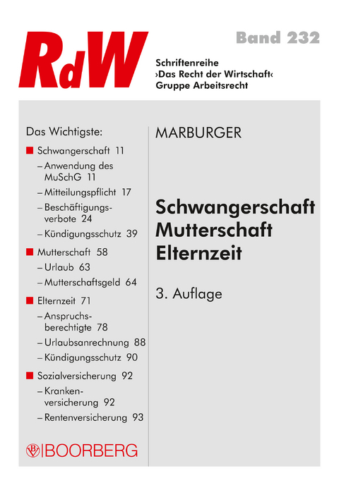 Schwangerschaft - Mutterschaft -  Elternzeit - Horst Marburger