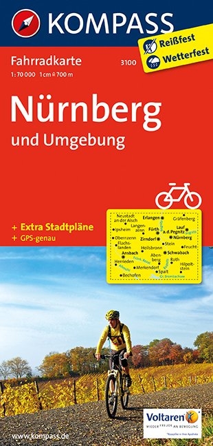 KOMPASS Fahrradkarte Nürnberg und Umgebung - 