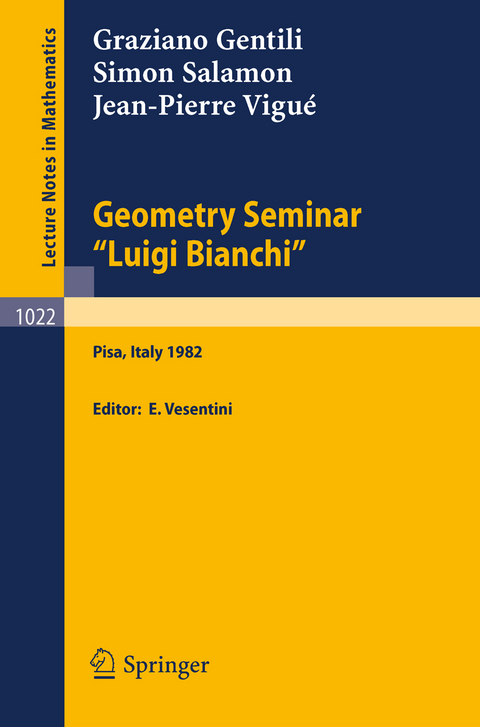 Geometry Seminar "Luigi Bianchi" - G. Gentili, S. Salamon, J.-P. Vigue