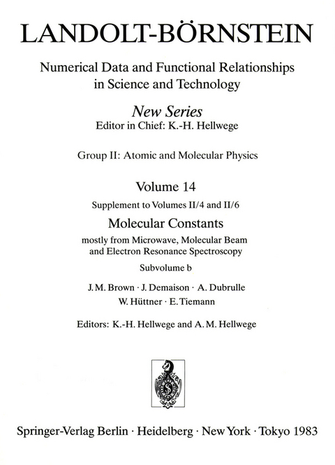 Radicals, Diatomic Molecules and Substance Index - J. M. Brown, J. Demaison, A. Dubrulle, W. Hüttner, E. Tiemann