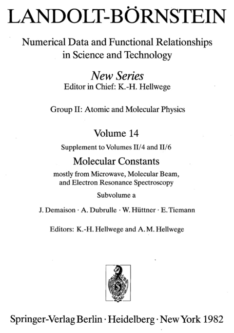 Diamagnetic Molecules - J. Demaison, A. Dubrulle, W. Hüttner, E. Tiemann