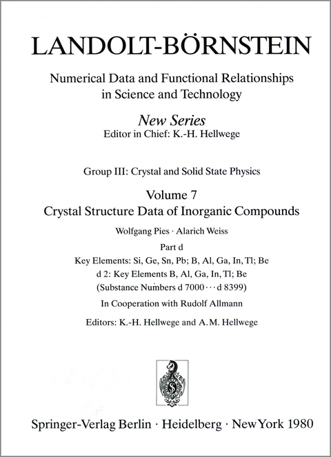 Key Elements: B, Al, Ga, In, Tl, Be / Schlüsselelemente: B, Al, Ga, In, Tl, Be - W. Pies, A. Weiss