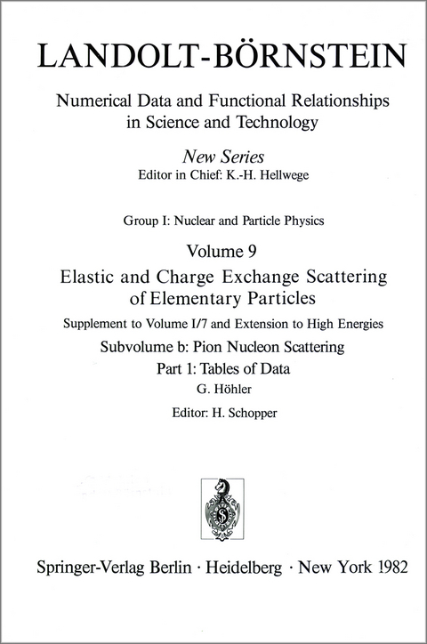 Tables of Data / Tabellen der Daten - G. Höhler