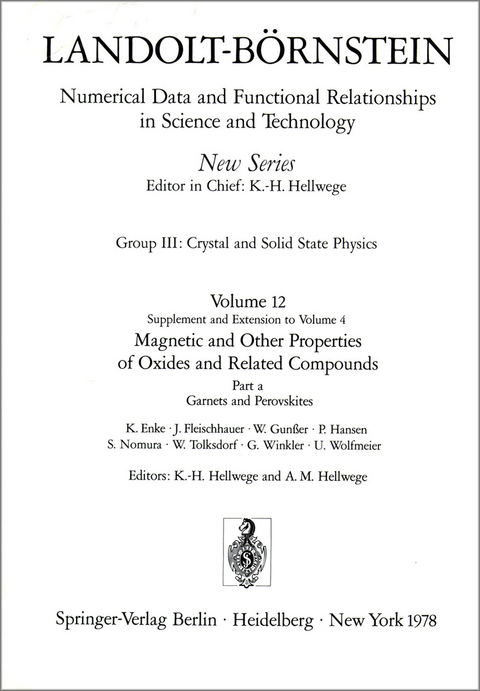 Garnets and Perovskites / Granate und Perowskite - K. Enke, J. Fleischhauer, W. Gunsser, P. Hansen, S. Nomura, W. Tolksdorf, G. Winkler, U. Wolfmeier