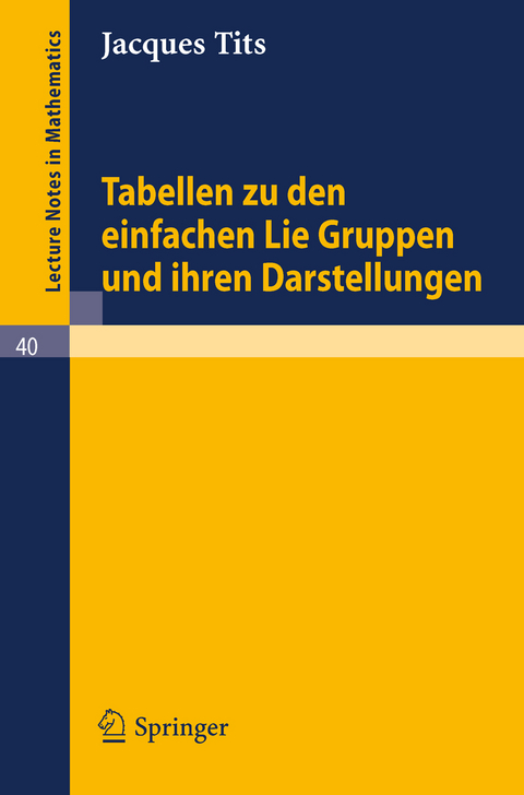 Tabellen zu den einfachen Lie Gruppen und ihren Darstellungen - Jacques Tits