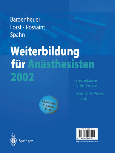 Weiterbildung für Anästhesisten 2002 - 