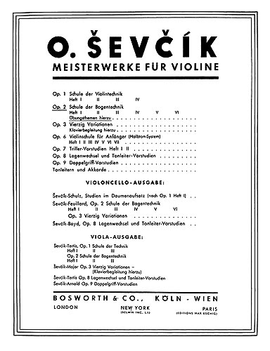 Sevcik Violin Sudies - Opus 2 Übungen - 