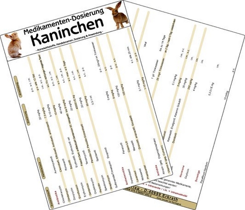 Medikamenten Dosierung Kaninchen - Arzneiwirkstoffe, Handelsnamen, Dosierung & Anwendung- - 