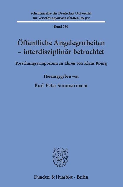 Öffentliche Angelegenheiten - interdisziplinär betrachtet. - 